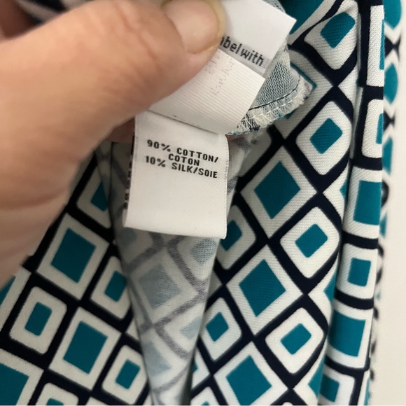 Diane von Furstenberg Diamond Print Sheath Dress Green White Black Cotton Silk 2 - Picture 6 of 9